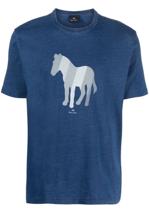 PS Paul Smith zebra-print cotton T-shirt - Blue