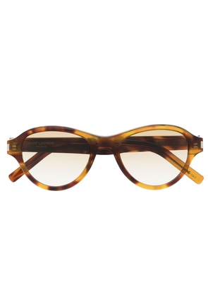 Saint Laurent tortoiseshell-effect tinted sunglasses - Brown