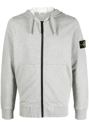 Stone Island Compass-patch zip-up hoodie - Grey