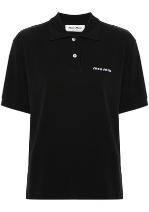 Miu Miu logo-embroidered polo shirt - Black