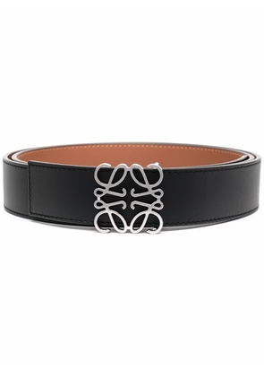 LOEWE Anagram logo-plaque leather belt - Black