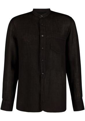 120% Lino band-collar linen shirt - Black