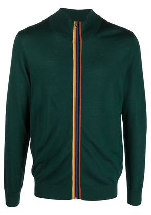 Paul Smith stripe-detailing zip-up cardigan - Green