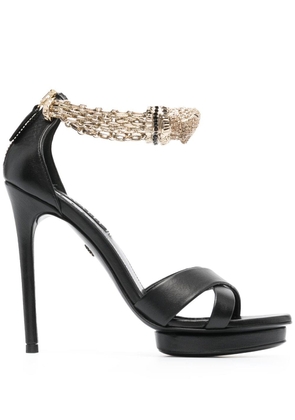 Roberto Cavalli Panther crystal-embellished sandals - Black