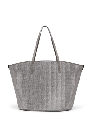 Brunello Cucinelli leather-trimmed woven tote bag - Grey