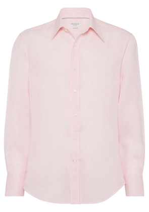 Brunello Cucinelli long-sleeve linen shirt - Pink