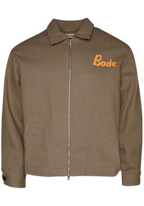 BODE graphic-print cotton bomber jacket - Grey