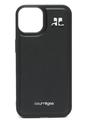 Courrèges I-Phone 14 logo-plaque case - Black