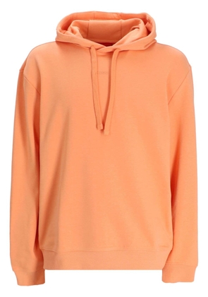 HUGO logo-embossed cotton hoodie - Orange