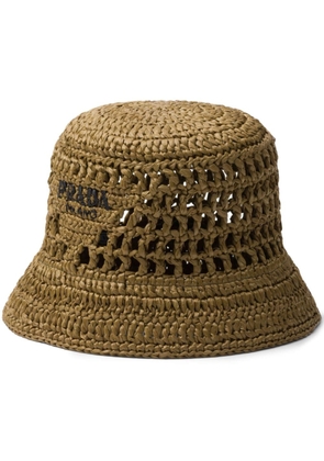 Prada logo-embroidered bucket hat - Green