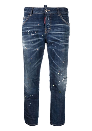Dsquared2 low-rise paint-splatter jeans - Blue