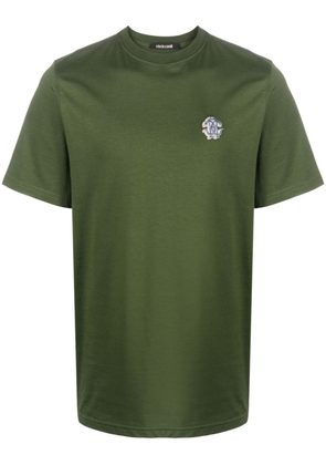 Roberto Cavalli Mirror Snake-embroidered cotton T-shirt - Green