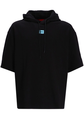 HUGO logo-appliquéd cotton hoodie - Black