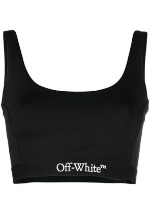 Off-White logo-print crop top - Black