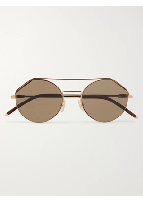 Fendi - Aviator-Style Gold-Tone and Matte-Acetate Sunglasses - Men - Brown