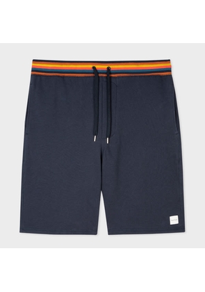Paul Smith Washed Navy Jersey Lounge Shorts With 'Artist Stripe' Waistband Blue