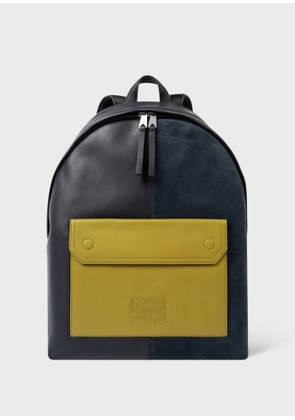 Paul Smith Navy Leather Contrast Pocket Backpack Blue
