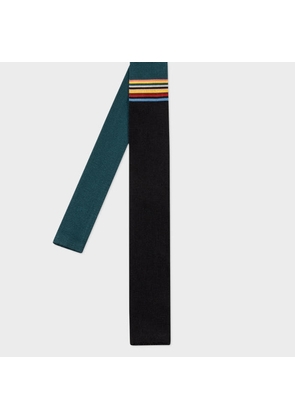 Paul Smith Black Silk Knitted 'Signature Stripe' Tie
