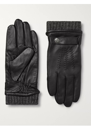 Dents - Henley Leather and Wool-Blend Tech Gloves - Men - Black - M