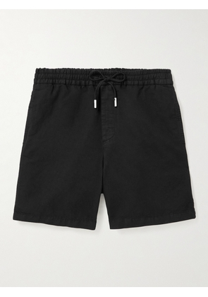Mr P. - Straight-Leg Cotton and Linen-Blend Twill Drawstring Shorts - Men - Black - 28