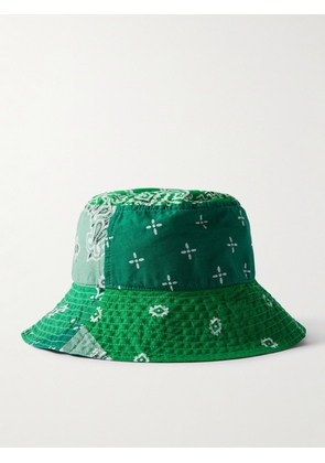 KAPITAL - Logo-Appliquéd Bandana-Print Cotton-Voile Bucket Hat - Men - Green