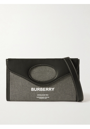Burberry - Logo-Print Cotton-Canvas and Leather Messenger Bag - Men - Gray