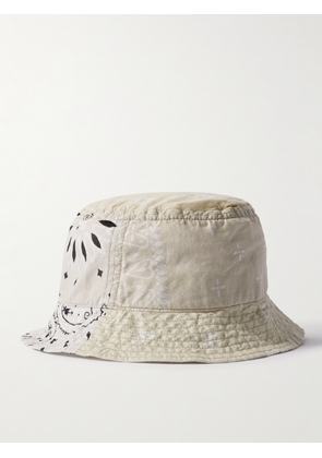 KAPITAL - Logo-Appliquéd Bandana-Print Cotton-Voile Bucket Hat - Men - Neutrals