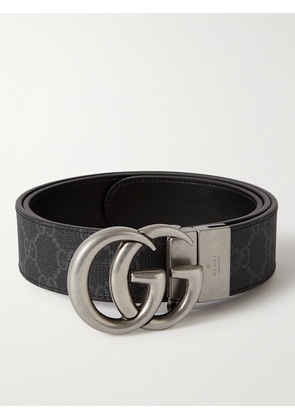 Gucci - 3cm Marmont Reversible Monogrammed Supreme Coated-Canvas Belt - Men - Black - EU 75