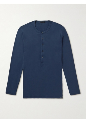 TOM FORD - Stretch-Cotton Jersey Henley Pyjama T-Shirt - Men - Blue - S