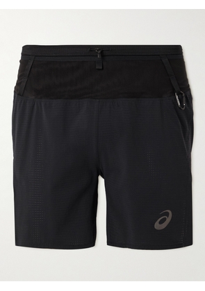 Asics - Fujitrail Straight-Leg Perfoated Stretch-Shell and Mesh Shorts - Men - Black - XS