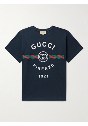 Gucci - Printed Cotton-Jersey T-Shirt - Men - Blue - XS