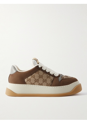 Gucci - Screener Monogrammed Canvas, Suede and Leather Sneakers - Men - Neutrals - UK 6