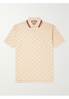 Gucci - Logo-Embroidered Cotton-Piqué Polo Shirt - Men - Neutrals - XS