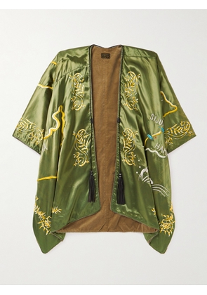 KAPITAL - J-Wave Embroidered Cotton-Satin Jacket - Men - Green