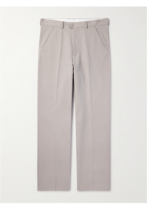Our Legacy - Darien Straight-Leg Pleated Striped Cotton-Blend Trousers - Men - Gray - IT 46