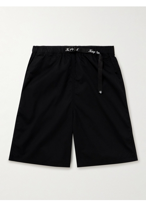 KAPITAL - Easy Straight-Leg Belted Printed Cotton-Twill Shorts - Men - Black - 2