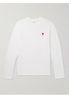AMI PARIS - Logo-Embroidered Organic Cotton-Jersey T-Shirt - Men - White - XS