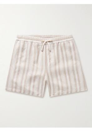 Loro Piana - Bermuda Bay Straight-Leg Striped Linen Drawstring Shorts - Men - Neutrals - S