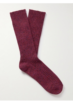 Mr P. - Ribbed Cotton-Blend Socks - Men - Burgundy