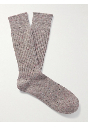 Mr P. - Mélange Ribbed-Knit Socks - Men - Gray