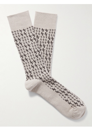Mr P. - Jacquard-Knit Cotton-Blend Socks - Men - Neutrals
