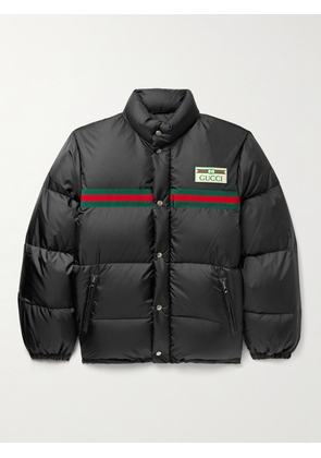 Gucci - Logo-Appliquéd Striped Quilted Shell Down Jacket - Men - Black - IT 44