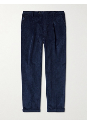 Baracuta - Straight-Leg Pleated Cotton-Corduroy Trousers - Men - Blue - UK/US 30