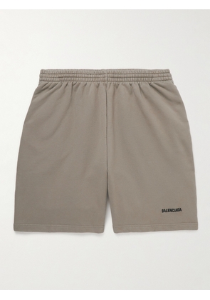 Balenciaga - Wide-Leg Logo-Embroidered Cotton-Jersey Shorts - Men - Brown - XS