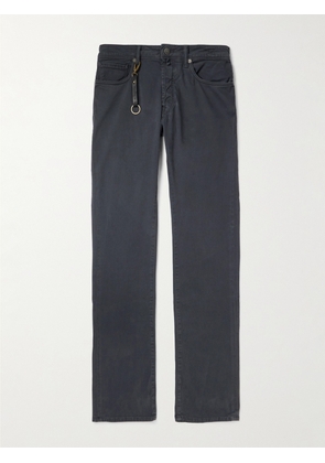 Incotex - Leather-Trimmed Straight-Leg Jeans - Men - Blue - UK/US 28