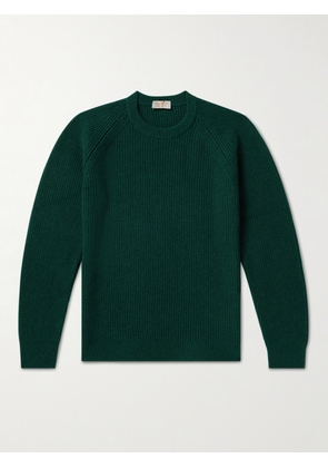 John Smedley - Upson Ribbed Merino Wool and Recycled Cashmere-Blend Sweater - Men - Green - S