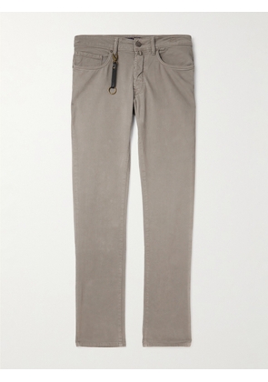 Incotex - Leather-Trimmed Straight-Leg Jeans - Men - Gray - UK/US 28