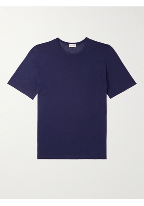 SAINT LAURENT - Logo-Embroidered Jersey T-Shirt - Men - Blue - S