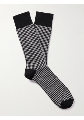 Mr P. - Jacquard-Knit Stretch Cotton-Blend Socks - Men - Black