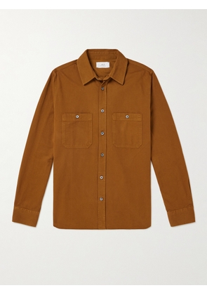 Mr P. - Herringbone Cotton-Twill Shirt - Men - Brown - XS